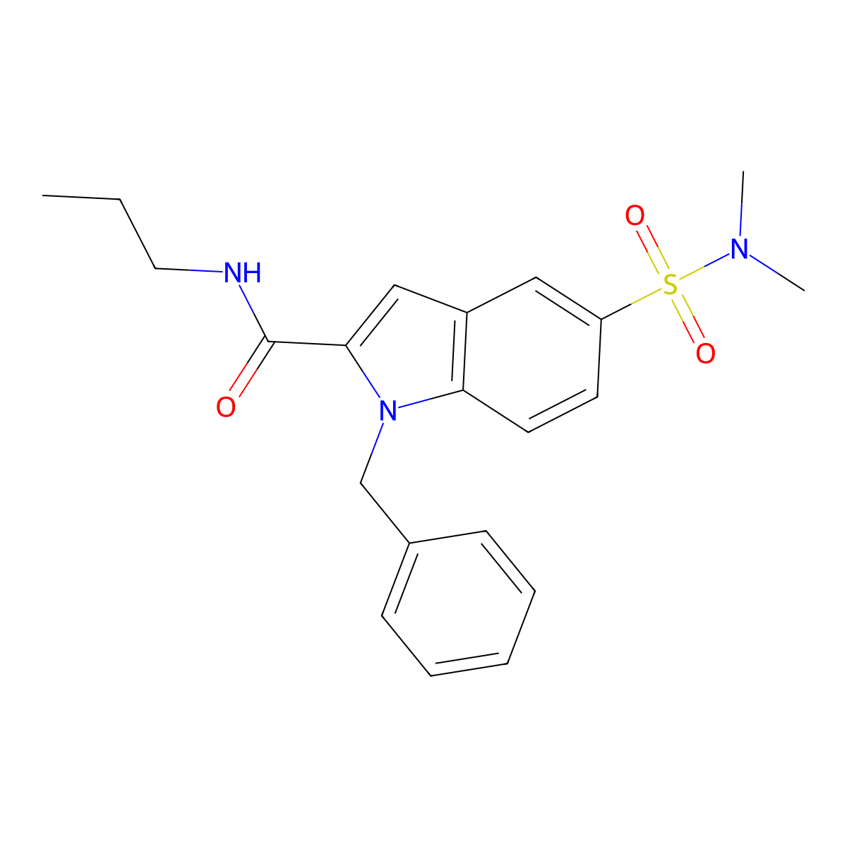 1-benzyl-5-[(dimethylamino)sulfonyl]-N-propyl-1H-indole-2-carboxamide molecular structure, CAS 1184998-17-1