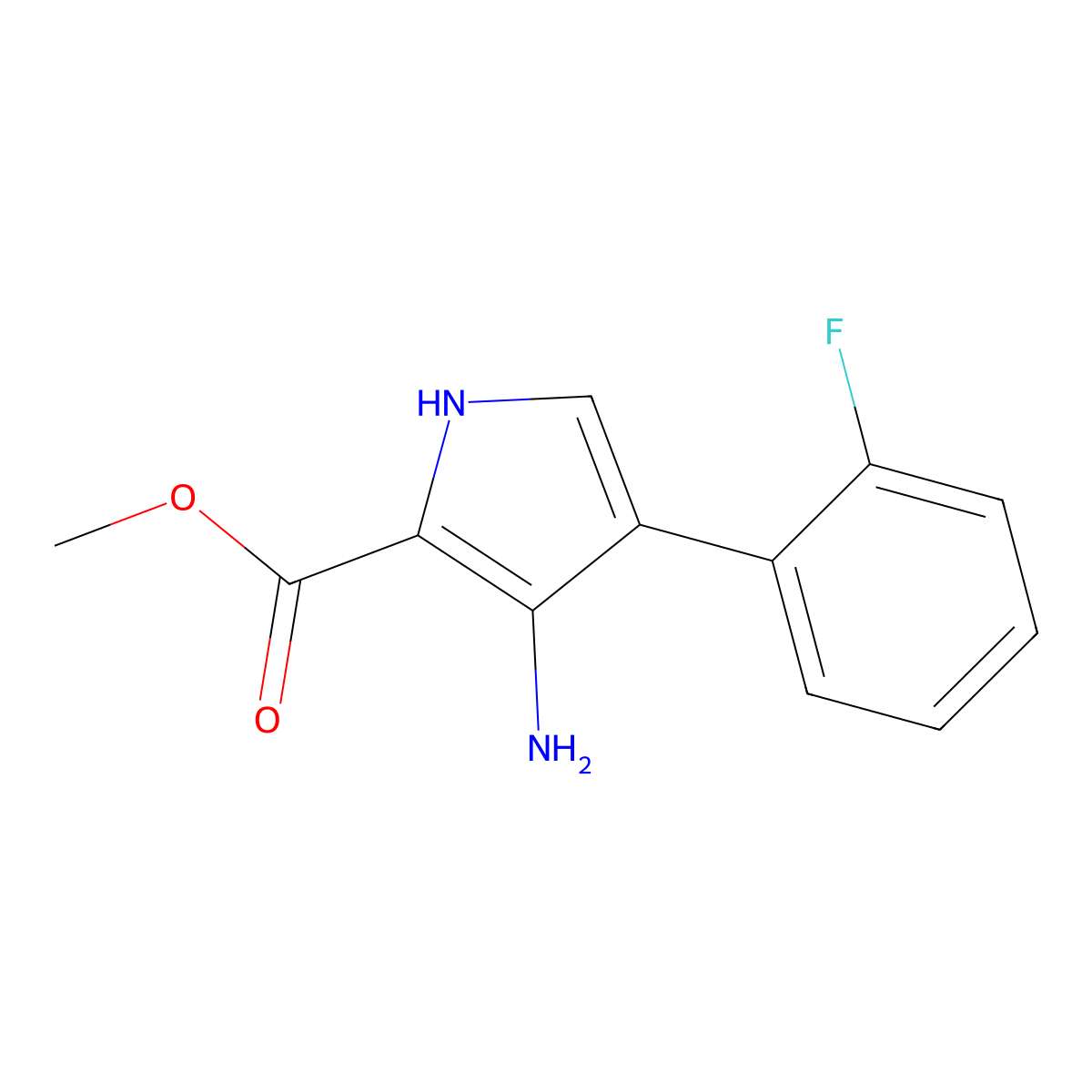 methyl 3-amino-4-(2-fluorophenyl)-1H-pyrrole-2-carboxylate molecular structure, CAS 1184998-24-0