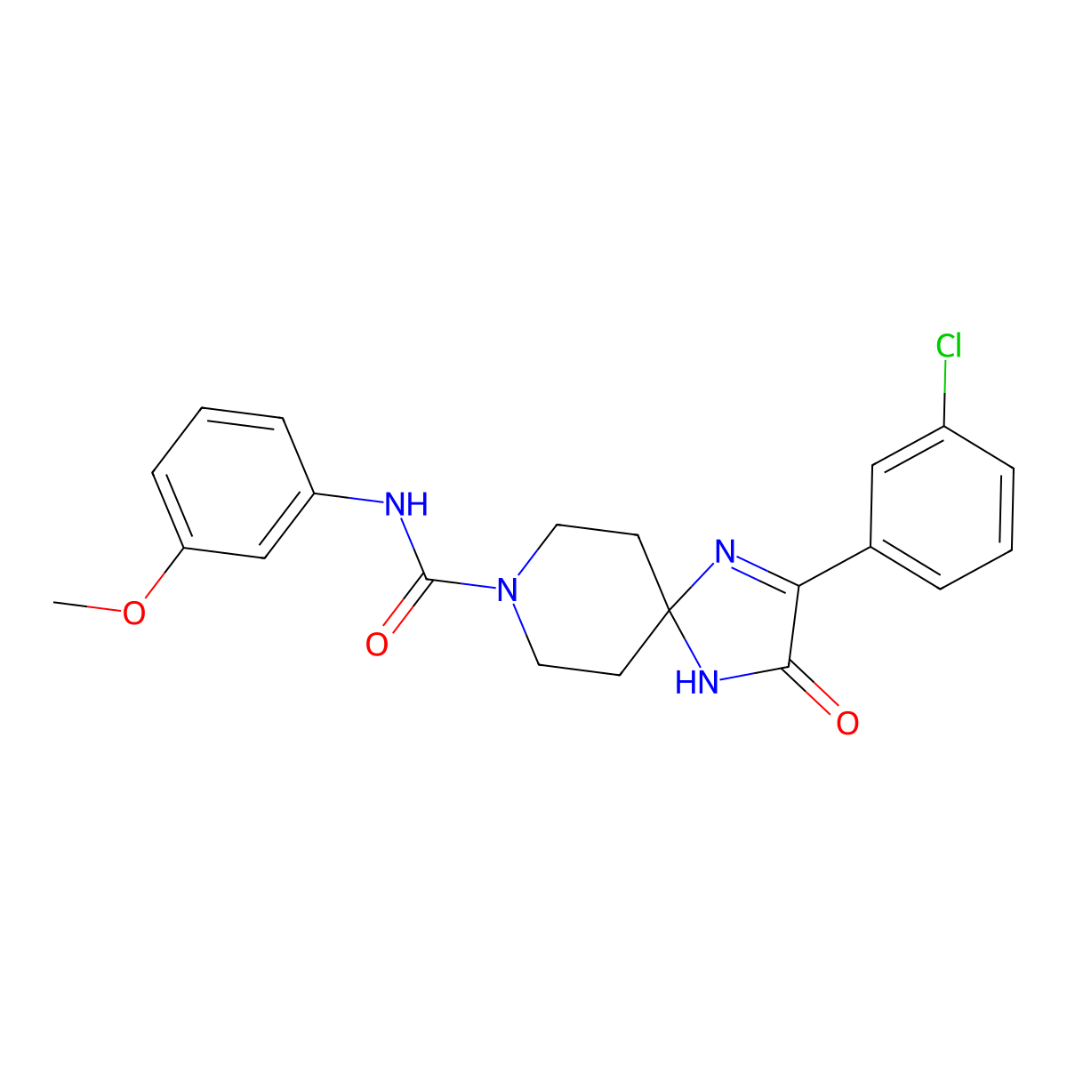 2-(3-chlorophenyl)-N-(3-methoxyphenyl)-3-oxo-1,4,8-triazaspiro[4.5]dec-1-ene-8-carboxamide molecular structure, CAS 1184998-31-9