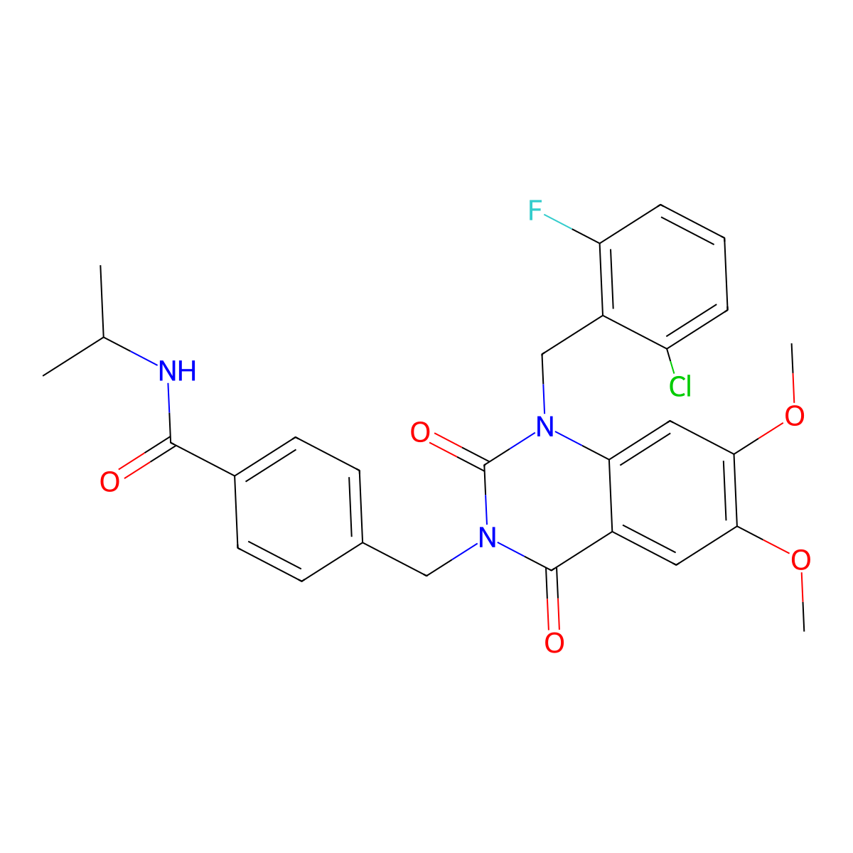 4-((1-(2-chloro-6-fluorobenzyl)-6,7-dimethoxy-2,4-dioxo-1,2-dihydroquinazolin-3(4H)-yl)methyl)-N-isopropylbenzamide molecular structure, CAS 1184998-55-7