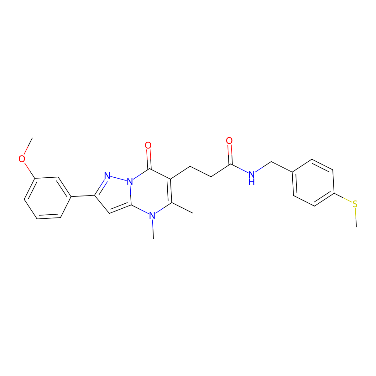 3-[2-(3-methoxyphenyl)-4,5-dimethyl-7-oxo-4,7-dihydropyrazolo[1,5-a]pyrimidin-6-yl]-N-[4-(methylthio)benzyl]propanamide molecular structure, CAS 1184999-55-0
