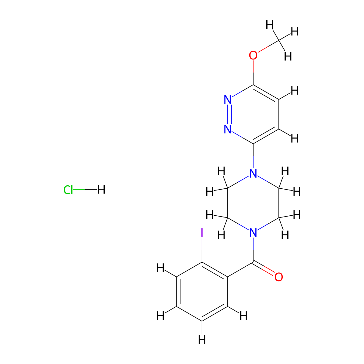 (2-Iodophenyl)(4-(6-methoxypyridazin-3-yl)piperazin-1-yl)methanone hydrochloride molecular structure, CAS 1184999-72-1
