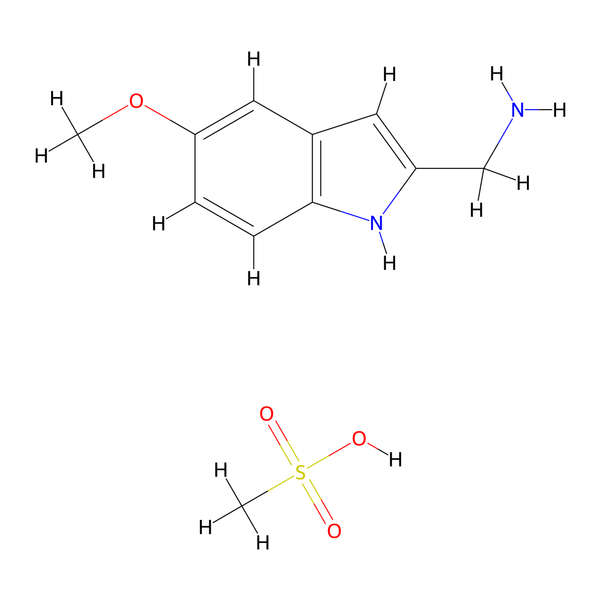 [(5-Methoxy-1H-indol-2-yl)methyl]amine methanesulfonate molecular structure, CAS 1184999-99-2