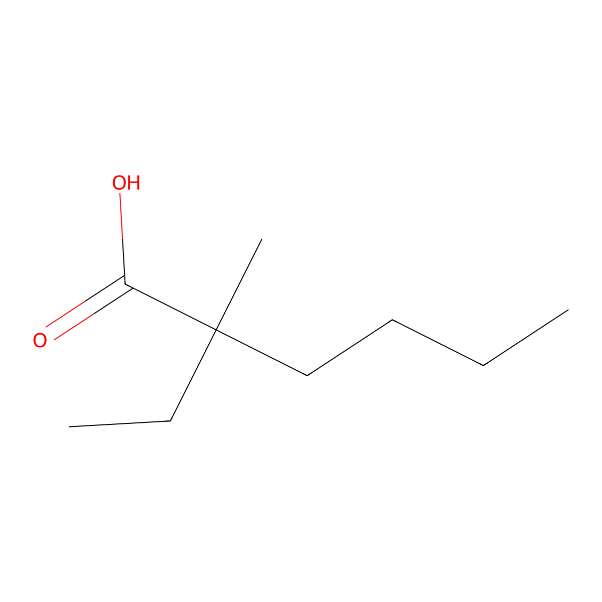 2-Ethyl-2-methylhexanoic acid molecular structure, CAS 1185-29-1