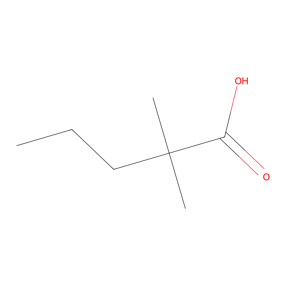 2,2-Dimethylpentanoic acid molecular structure, CAS 1185-39-3