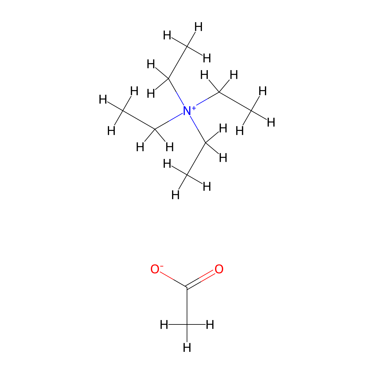 Tetraethylammonium acetate molecular structure, CAS 1185-59-7
