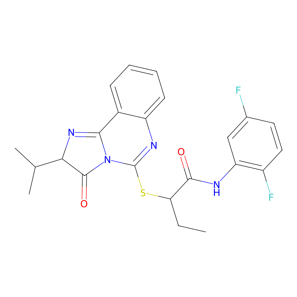 N-(2,5-difluorophenyl)-2-((2-isopropyl-3-oxo-2,3-dihydroimidazo[1,2-c]quinazolin-5-yl)thio)butanamide molecular structure, CAS 1185000-09-2