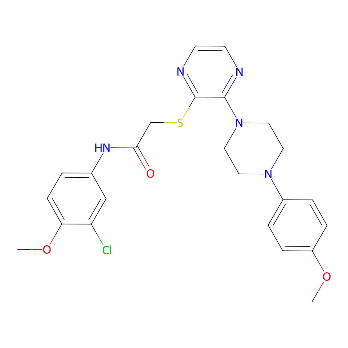 N-(3-chloro-4-methoxyphenyl)-2-({3-[4-(4-methoxyphenyl)piperazin-1-yl]pyrazin-2-yl}sulfanyl)acetamide molecular structure, CAS 1185000-17-2