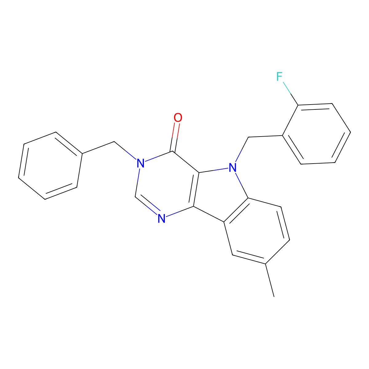 3-benzyl-5-(2-fluorobenzyl)-8-methyl-3H-pyrimido[5,4-b]indol-4(5H)-one molecular structure, CAS 1185000-19-4
