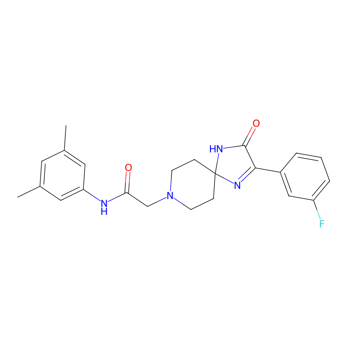 N-(3,5-dimethylphenyl)-2-[2-(3-fluorophenyl)-3-oxo-1,4,8-triazaspiro[4.5]dec-1-en-8-yl]acetamide molecular structure, CAS 1185000-30-9