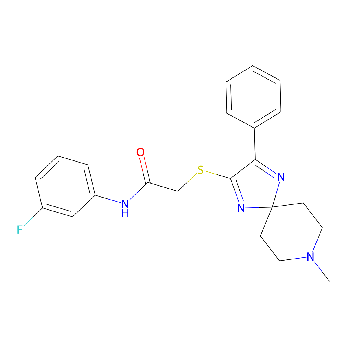 N-(3-Fluorophenyl)-2-({8-methyl-3-phenyl-1,4,8-triazaspiro[4.5]deca-1,3-dien-2-YL}sulfanyl)acetamide molecular structure, CAS 1185001-62-0