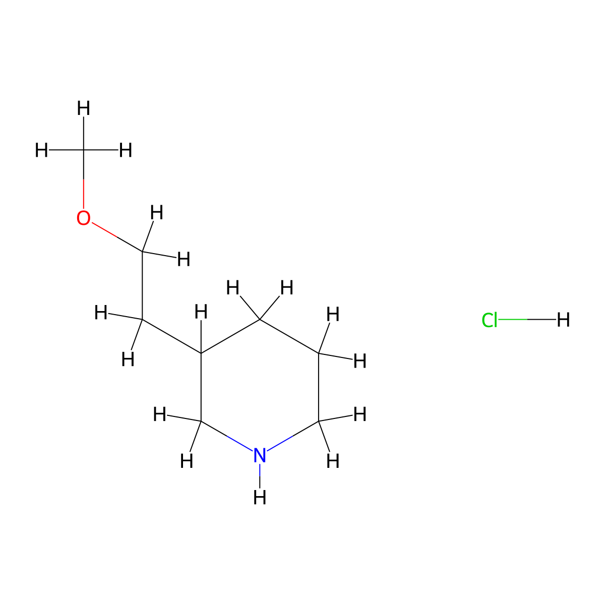 3-(2-Methoxyethyl)piperidine hydrochloride molecular structure, CAS 1185002-39-4