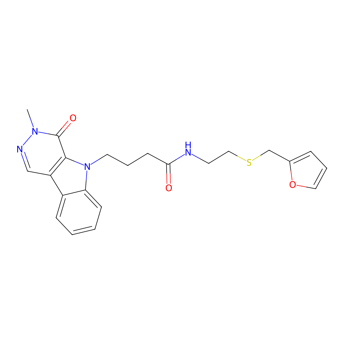 N-{2-[(2-furylmethyl)thio]ethyl}-4-(3-methyl-4-oxo-3,4-dihydro-5H-pyridazino[4,5-b]indol-5-yl)butanamide molecular structure, CAS 1185002-40-7