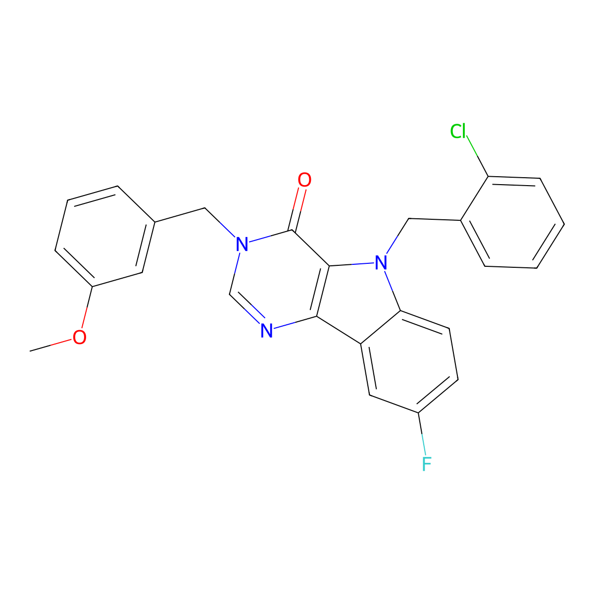 5-(2-chlorobenzyl)-8-fluoro-3-(3-methoxybenzyl)-3H-pyrimido[5,4-b]indol-4(5H)-one molecular structure, CAS 1185002-81-6