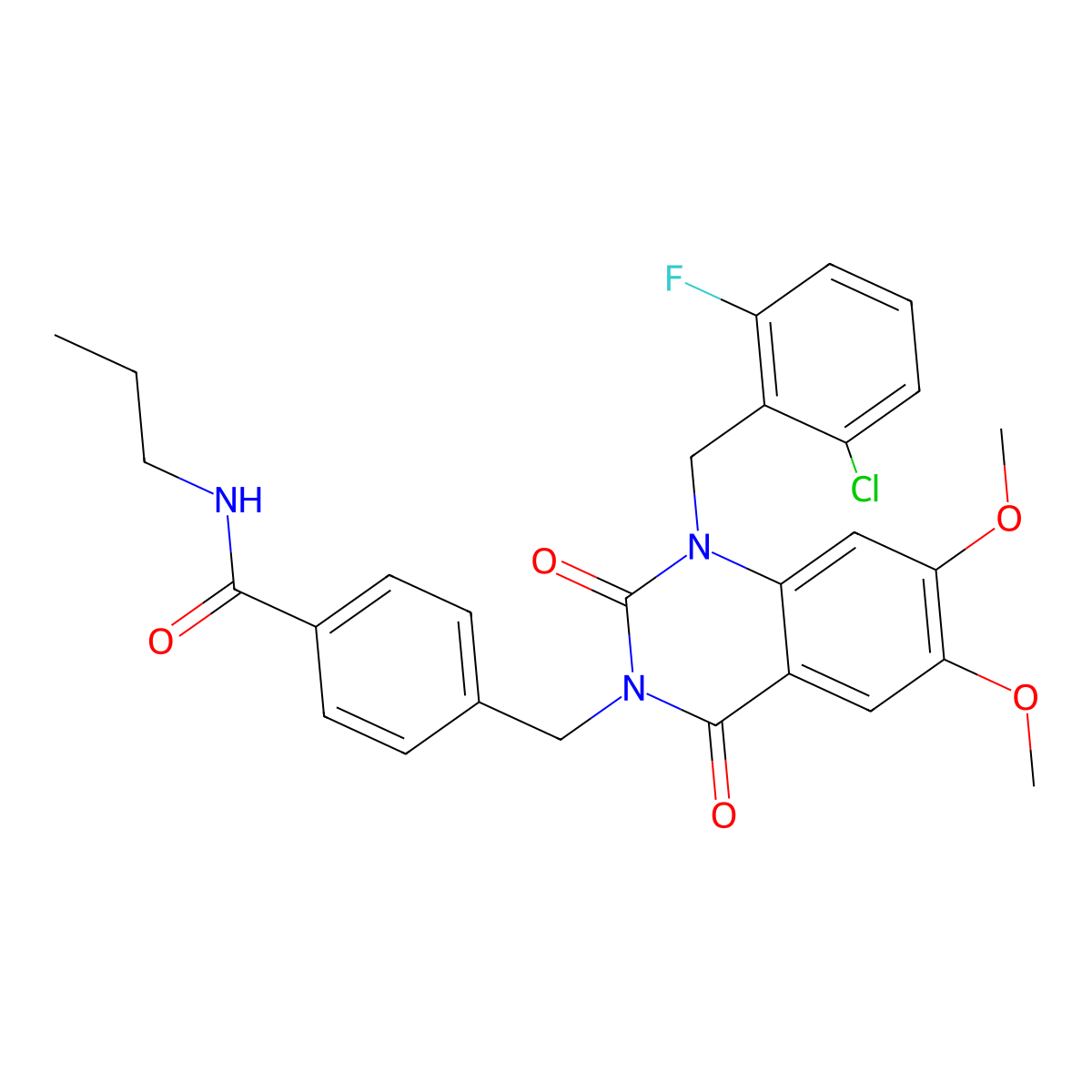 4-((1-(2-chloro-6-fluorobenzyl)-6,7-dimethoxy-2,4-dioxo-1,2-dihydroquinazolin-3(4H)-yl)methyl)-N-propylbenzamide molecular structure, CAS 1185003-88-6