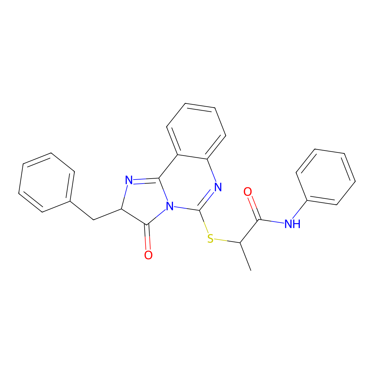 2-((2-benzyl-3-oxo-2,3-dihydroimidazo[1,2-c]quinazolin-5-yl)thio)-N-phenylpropanamide molecular structure, CAS 1185004-59-4