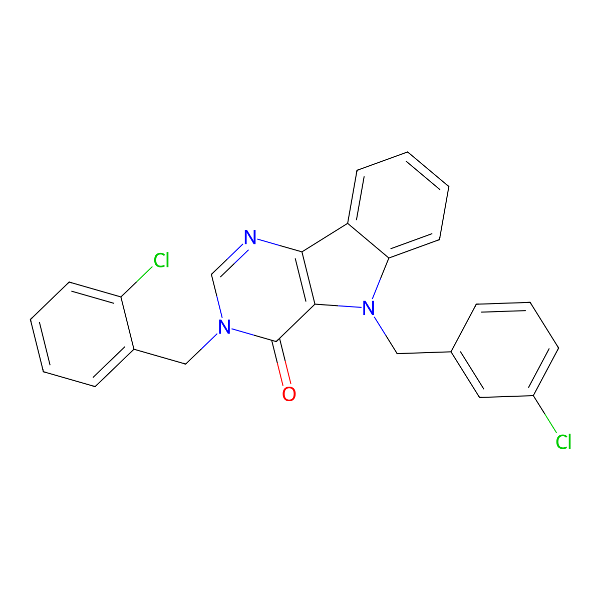 3-(2-chlorobenzyl)-5-(3-chlorobenzyl)-3H-pyrimido[5,4-b]indol-4(5H)-one molecular structure, CAS 1185004-97-0