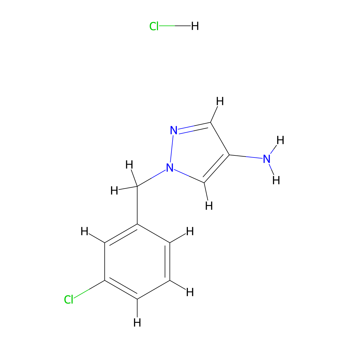 1-(3-Chlorobenzyl)-1H-pyrazol-4-amine hydrochloride molecular structure, CAS 1185005-61-1