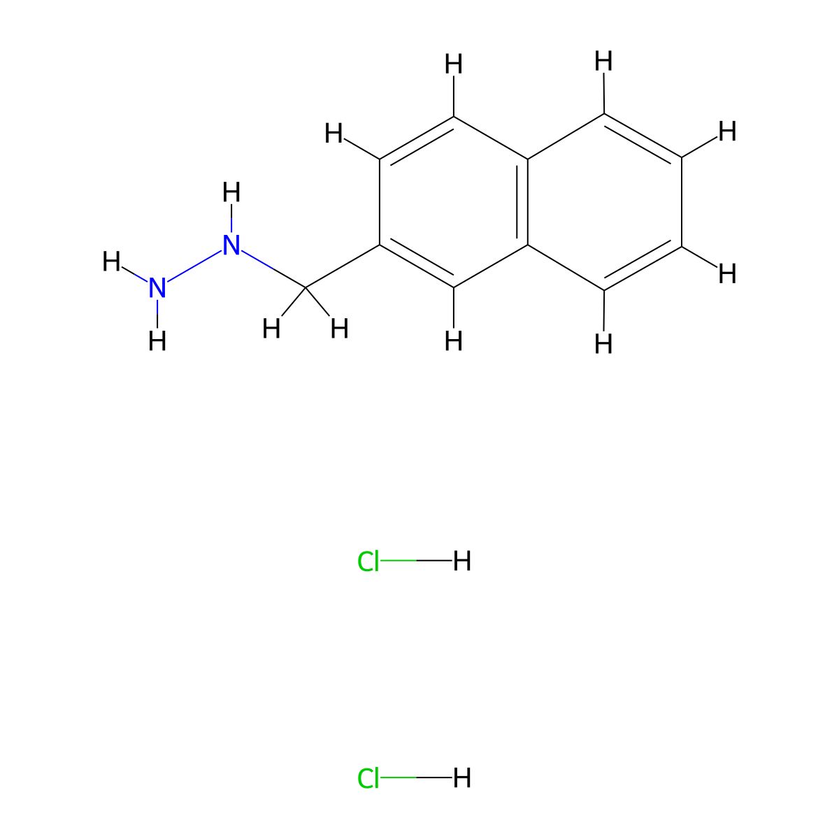 (2-Naphthylmethyl)hydrazine dihydrochloride molecular structure, CAS 1185006-80-7