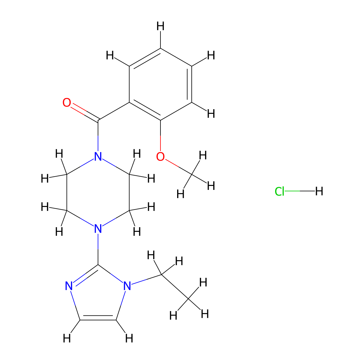 (4-(1-ethyl-1H-imidazol-2-yl)piperazin-1-yl)(2-methoxyphenyl)methanone hydrochloride molecular structure, CAS 1185008-00-7