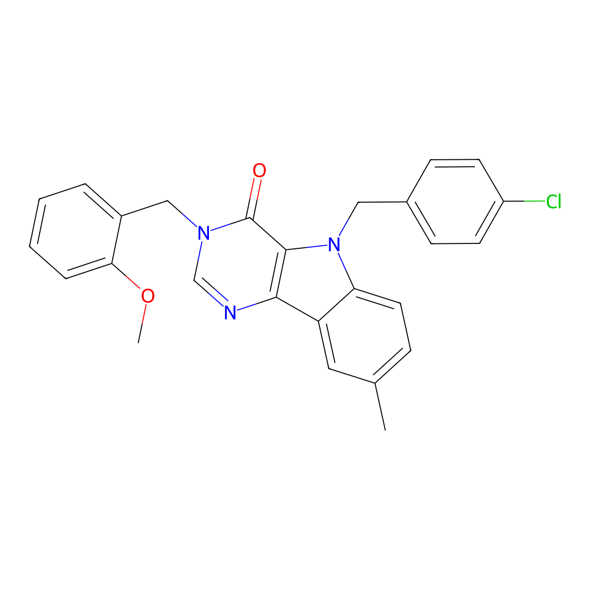 5-(4-chlorobenzyl)-3-(2-methoxybenzyl)-8-methyl-3H-pyrimido[5,4-b]indol-4(5H)-one molecular structure, CAS 1185008-01-8