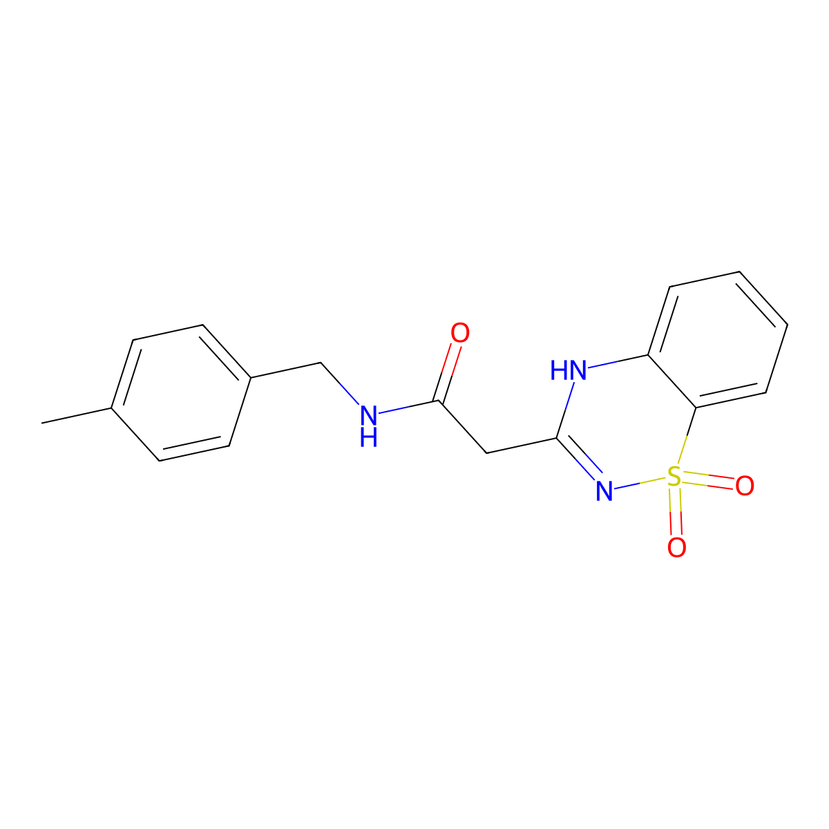 2-(1,1-dioxido-2H-1,2,4-benzothiadiazin-3-yl)-N-(4-methylbenzyl)acetamide molecular structure, CAS 1185009-04-4