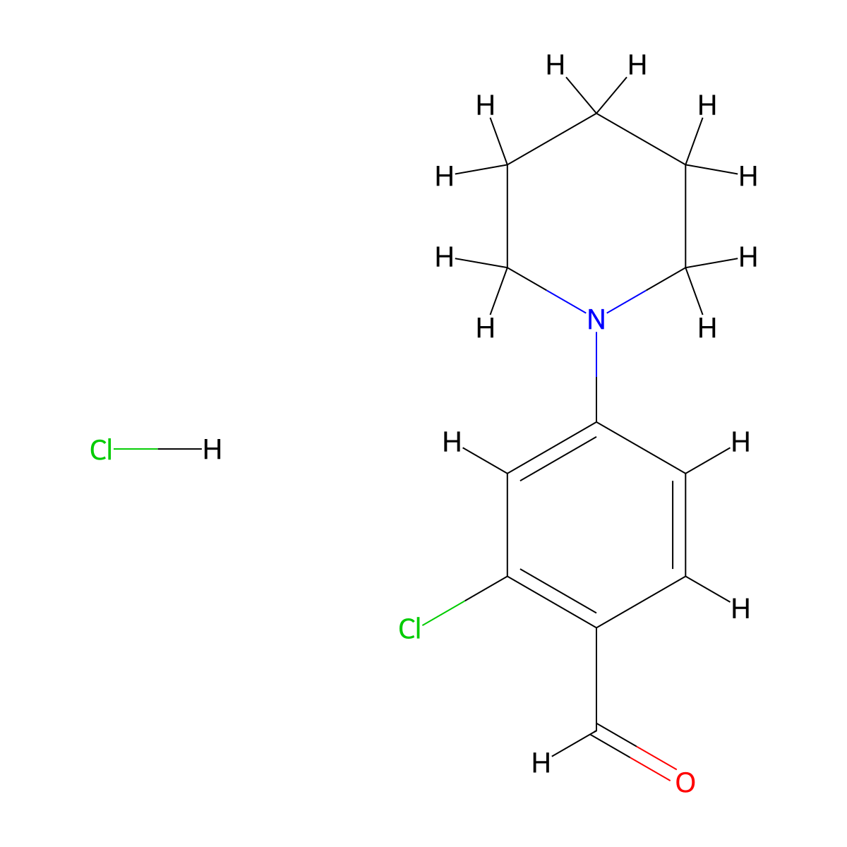 2-Chloro-4-(piperidin-1-yl)benzaldehyde hydrochloride molecular structure, CAS 1185009-18-0