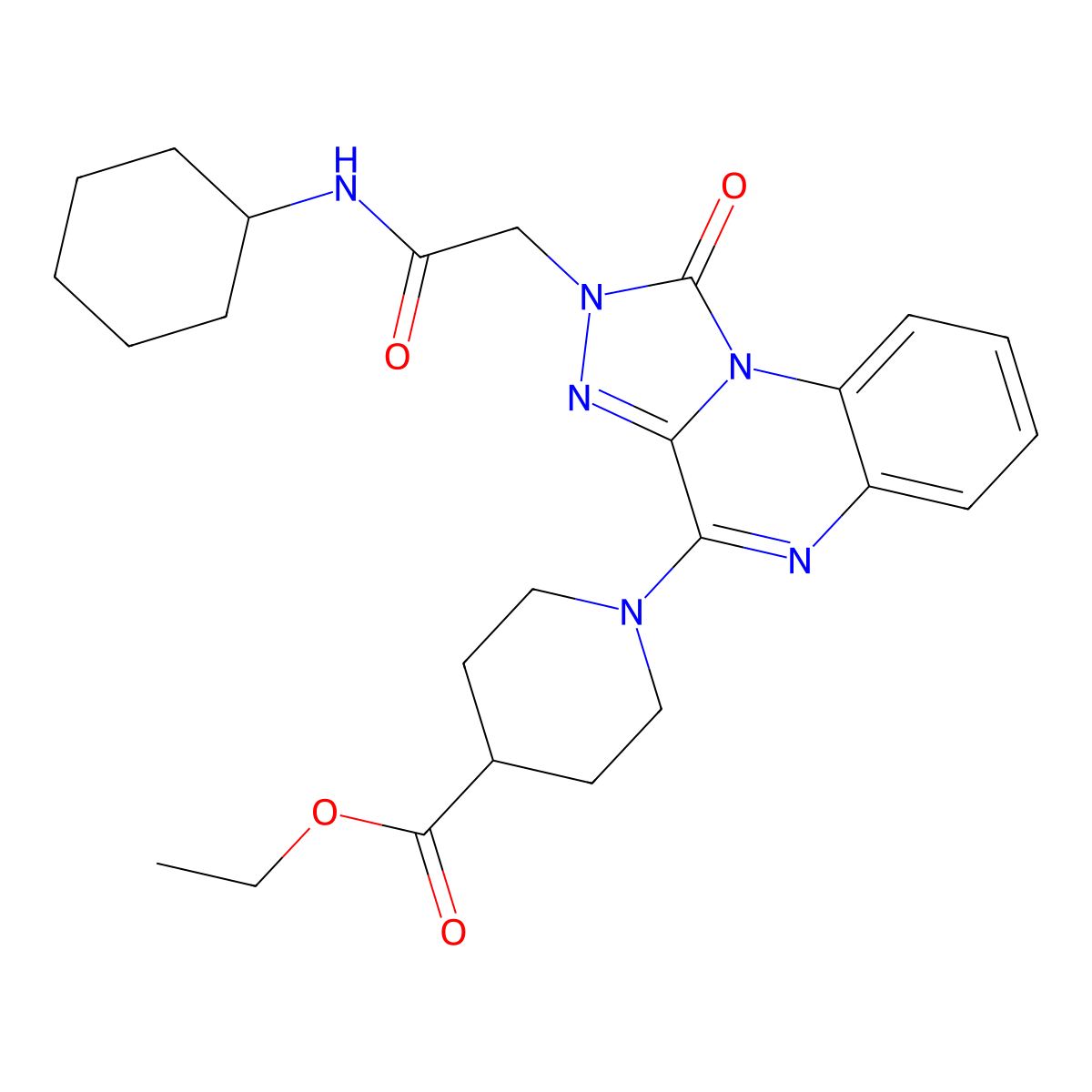 ethyl 1-{2-[(cyclohexylcarbamoyl)methyl]-1-oxo-1H,2H-[1,2,4]triazolo[4,3-a]quinoxalin-4-yl}piperidine-4-carboxylate molecular structure, CAS 1185010-20-1