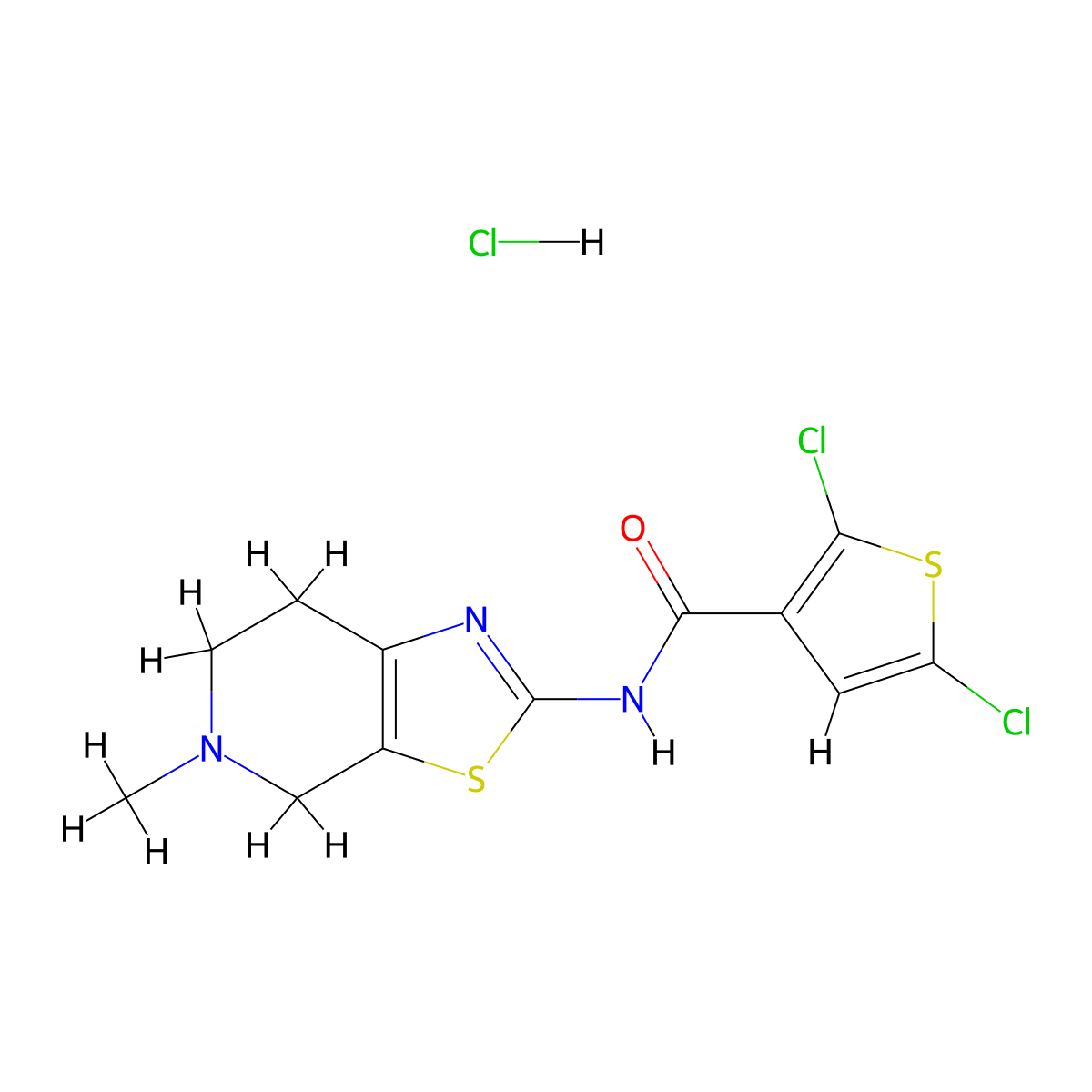 2,5-dichloro-N-(5-methyl-4,5,6,7-tetrahydrothiazolo[5,4-c]pyridin-2-yl)thiophene-3-carboxamide hydrochloride molecular structure, CAS 1185010-34-7