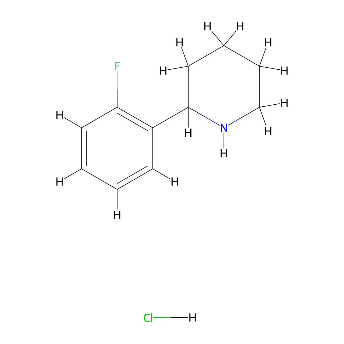 2-(2-Fluorophenyl)piperidine hydrochloride molecular structure, CAS 1185010-62-1