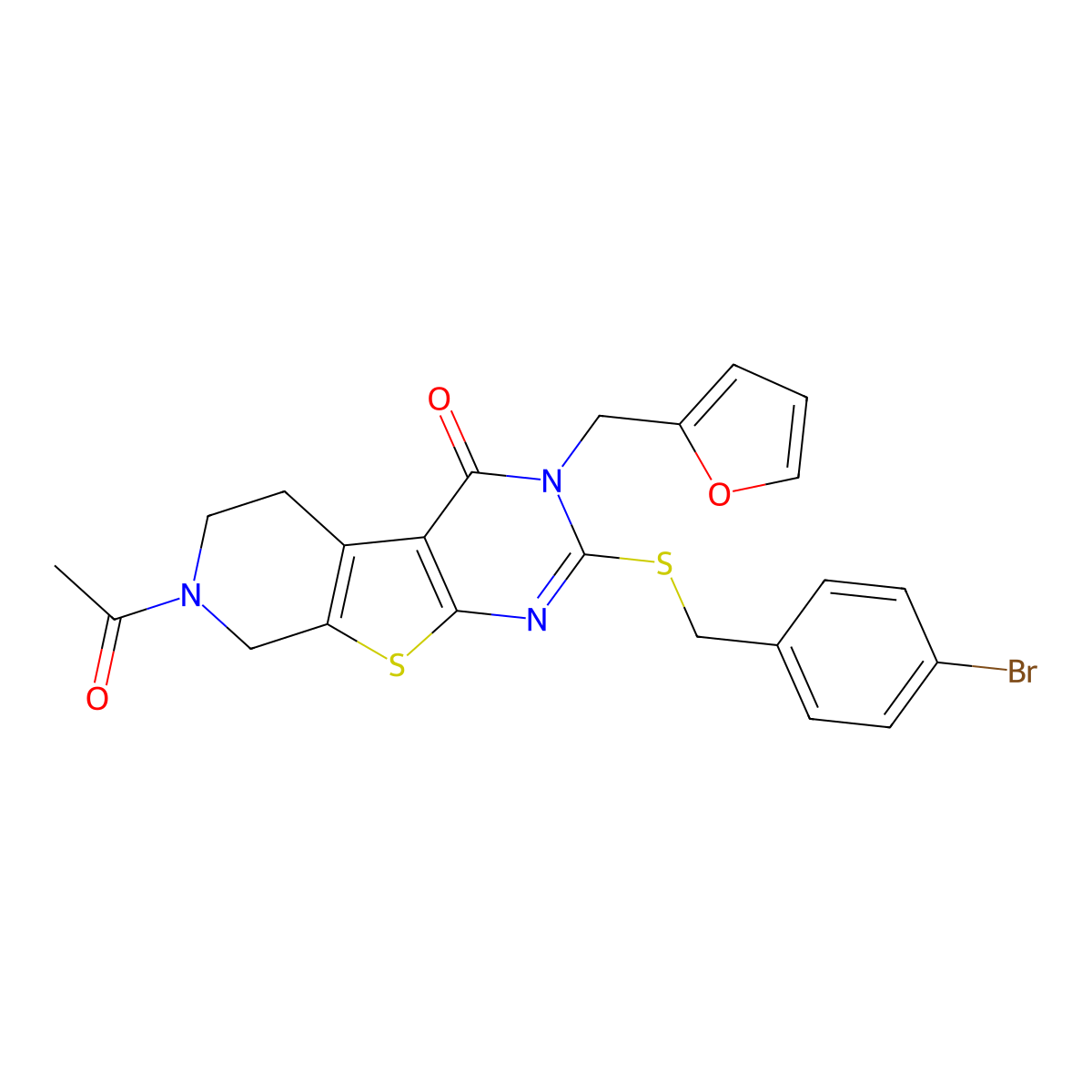 7-acetyl-2-((4-bromobenzyl)thio)-3-(furan-2-ylmethyl)-5,6,7,8-tetrahydropyrido[4',3':4,5]thieno[2,3-d]pyrimidin-4(3H)-one molecular structure, CAS 1185010-67-6