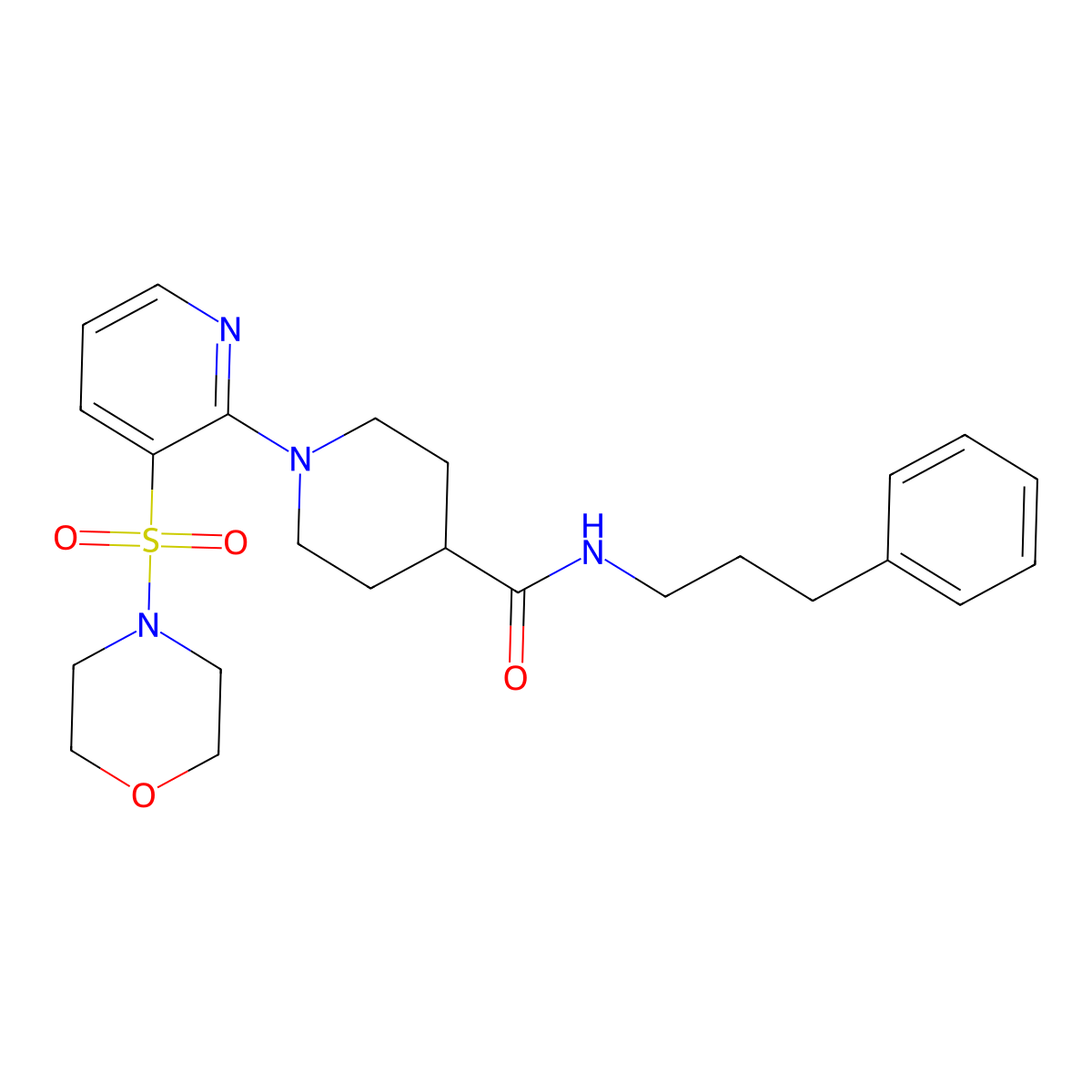 1-[3-(morpholine-4-sulfonyl)pyridin-2-yl]-N-(3-phenylpropyl)piperidine-4-carboxamide molecular structure, CAS 1185011-80-6