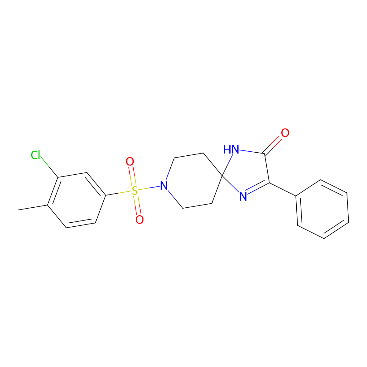 8-((3-Chloro-4-methylphenyl)sulfonyl)-3-phenyl-1,4,8-triazaspiro[4.5]dec-3-en-2-one molecular structure, CAS 1185012-06-9