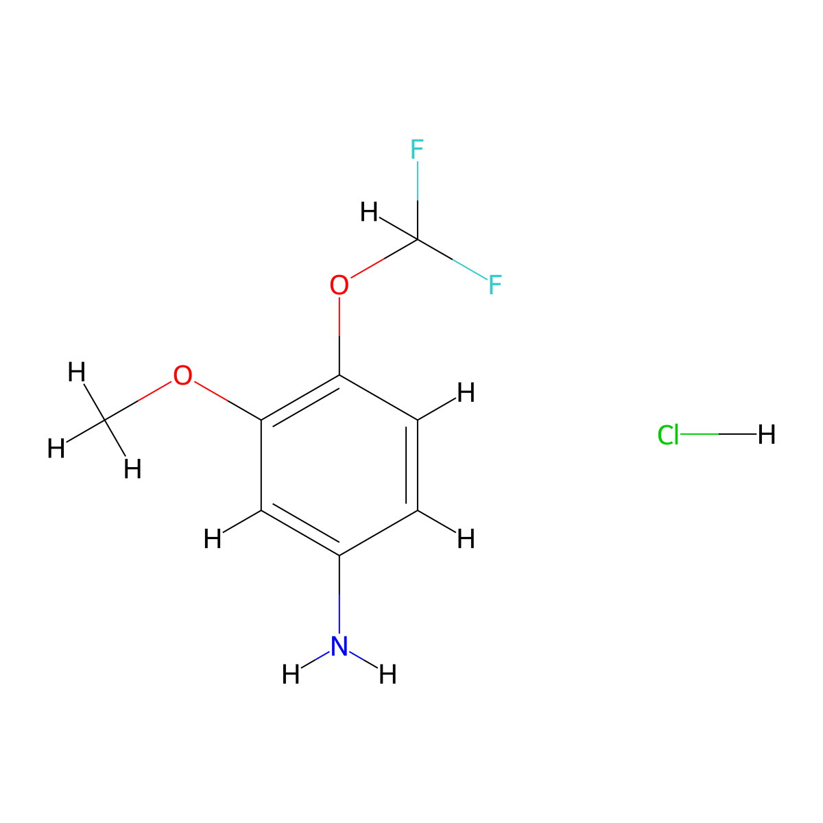 4-(Difluoromethoxy)-3-methoxyaniline hydrochloride molecular structure, CAS 1185012-61-6