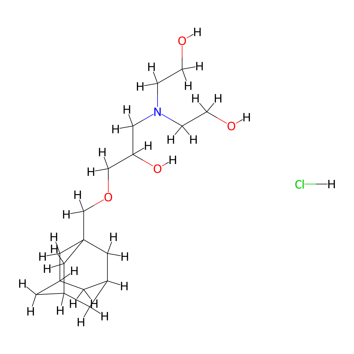 2-({3-[(Adamantan-1-yl)methoxy]-2-hydroxypropyl}(2-hydroxyethyl)amino)ethan-1-ol hydrochloride molecular structure, CAS 1185013-36-8