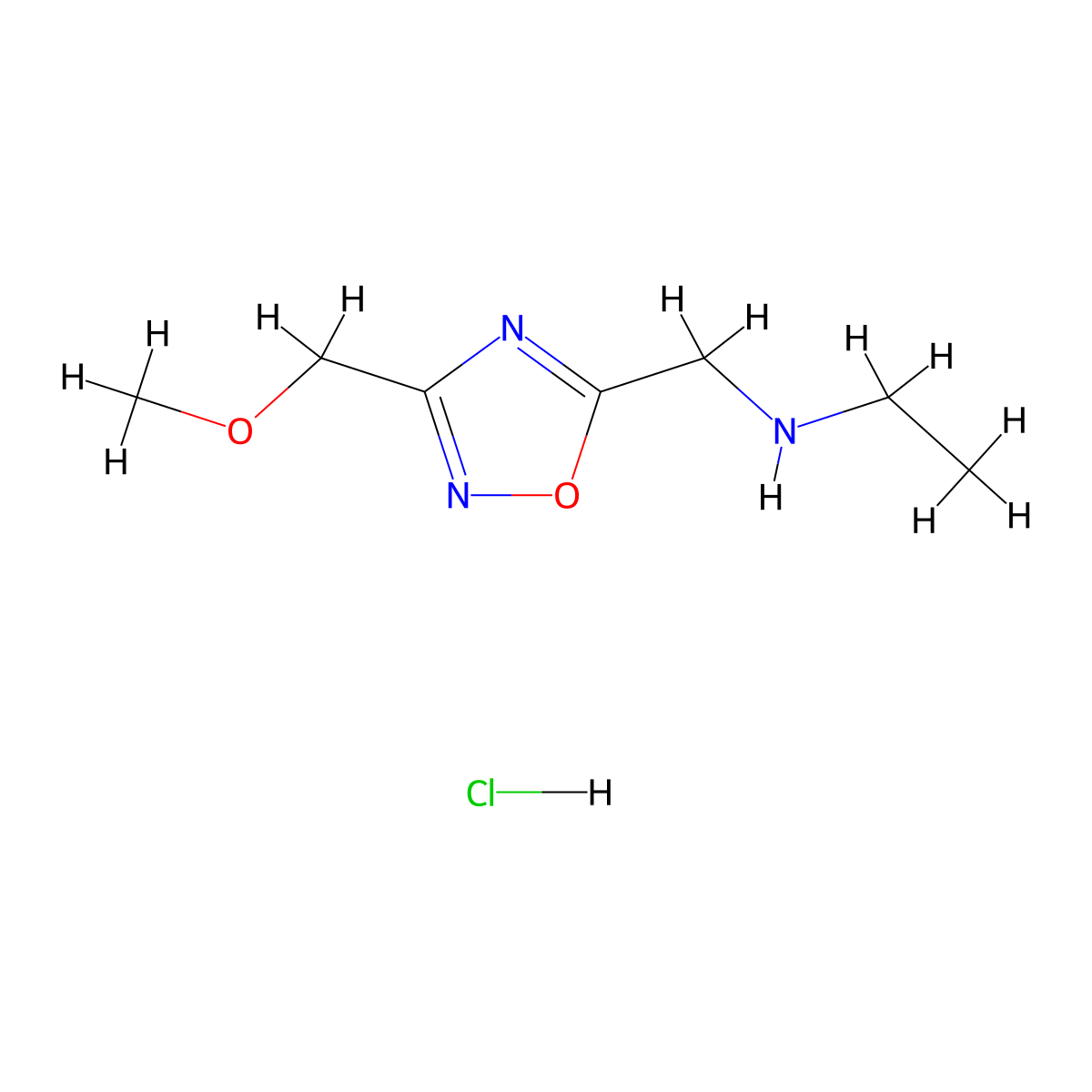 N-{[3-(methoxymethyl)-1,2,4-oxadiazol-5-yl]methyl}ethanamine hydrochloride molecular structure, CAS 1185017-46-2