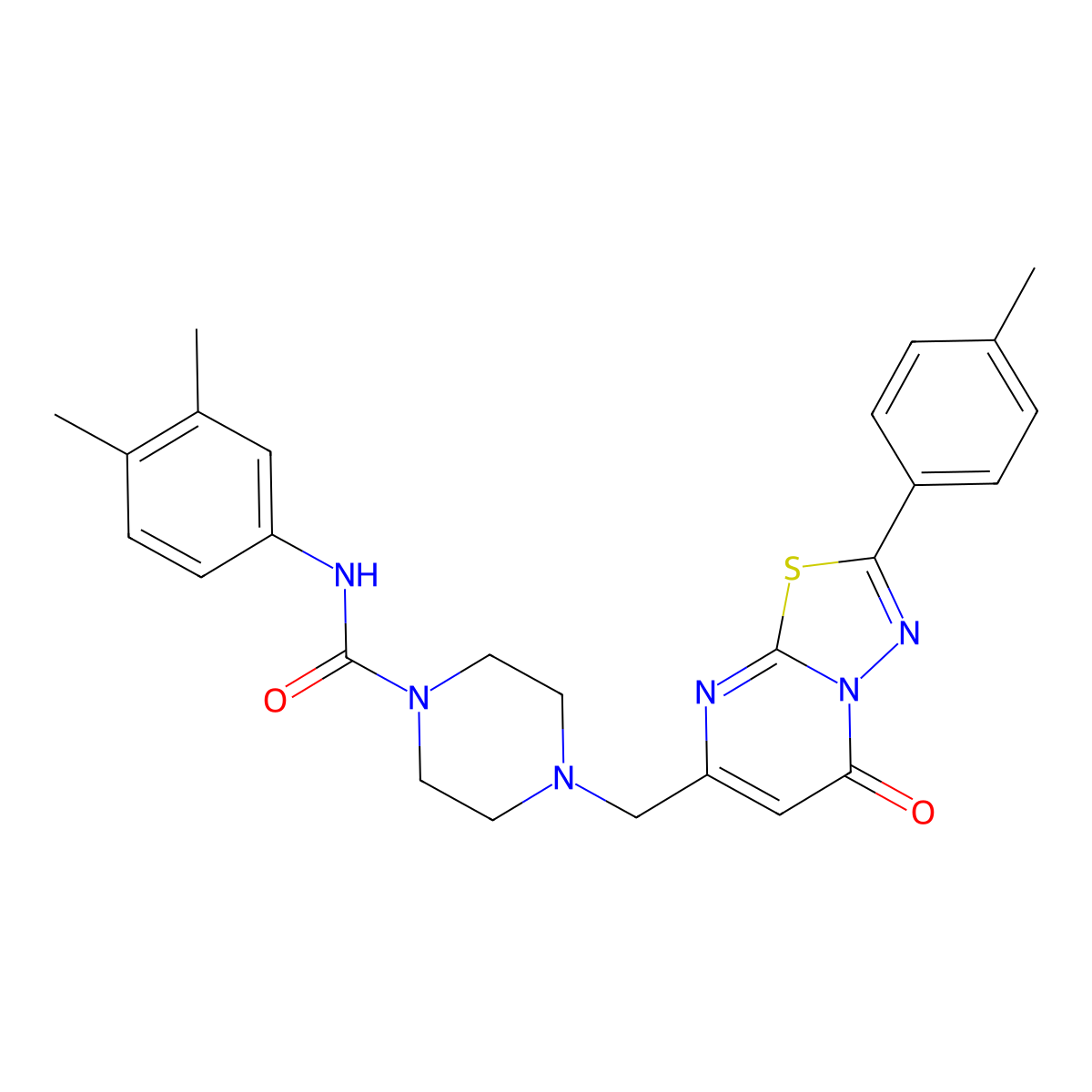 N-(3,4-dimethylphenyl)-4-{[2-(4-methylphenyl)-5-oxo-5H-[1,3,4]thiadiazolo[3,2-a]pyrimidin-7-yl]methyl}piperazine-1-carboxamide molecular structure, CAS 1185017-49-5
