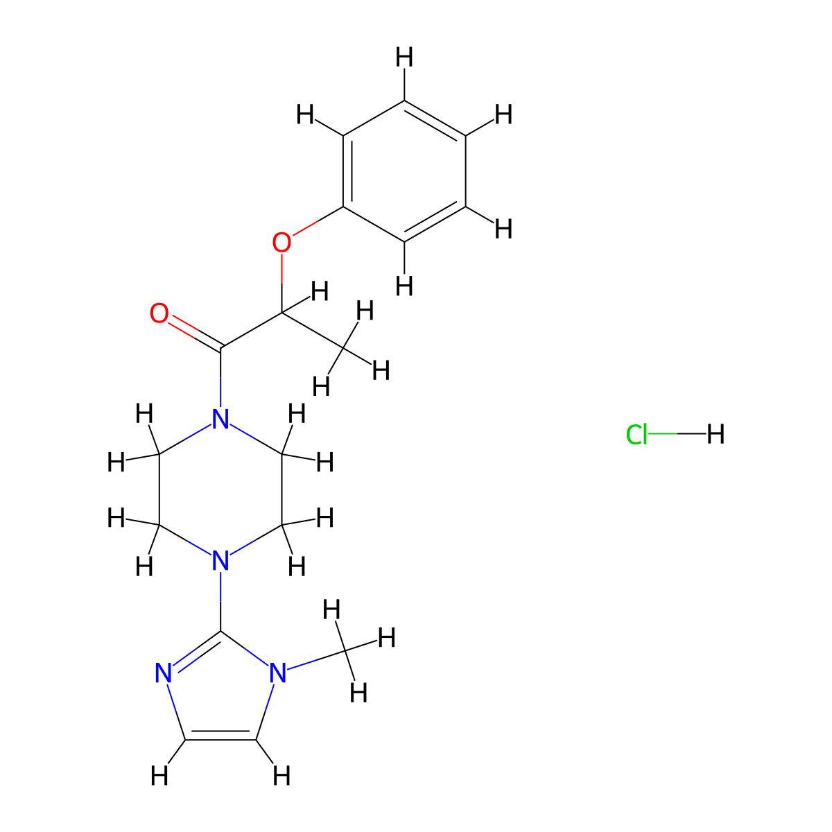 1-[4-(1-methyl-1H-imidazol-2-yl)piperazin-1-yl]-2-phenoxypropan-1-one hydrochloride molecular structure, CAS 1185019-79-7