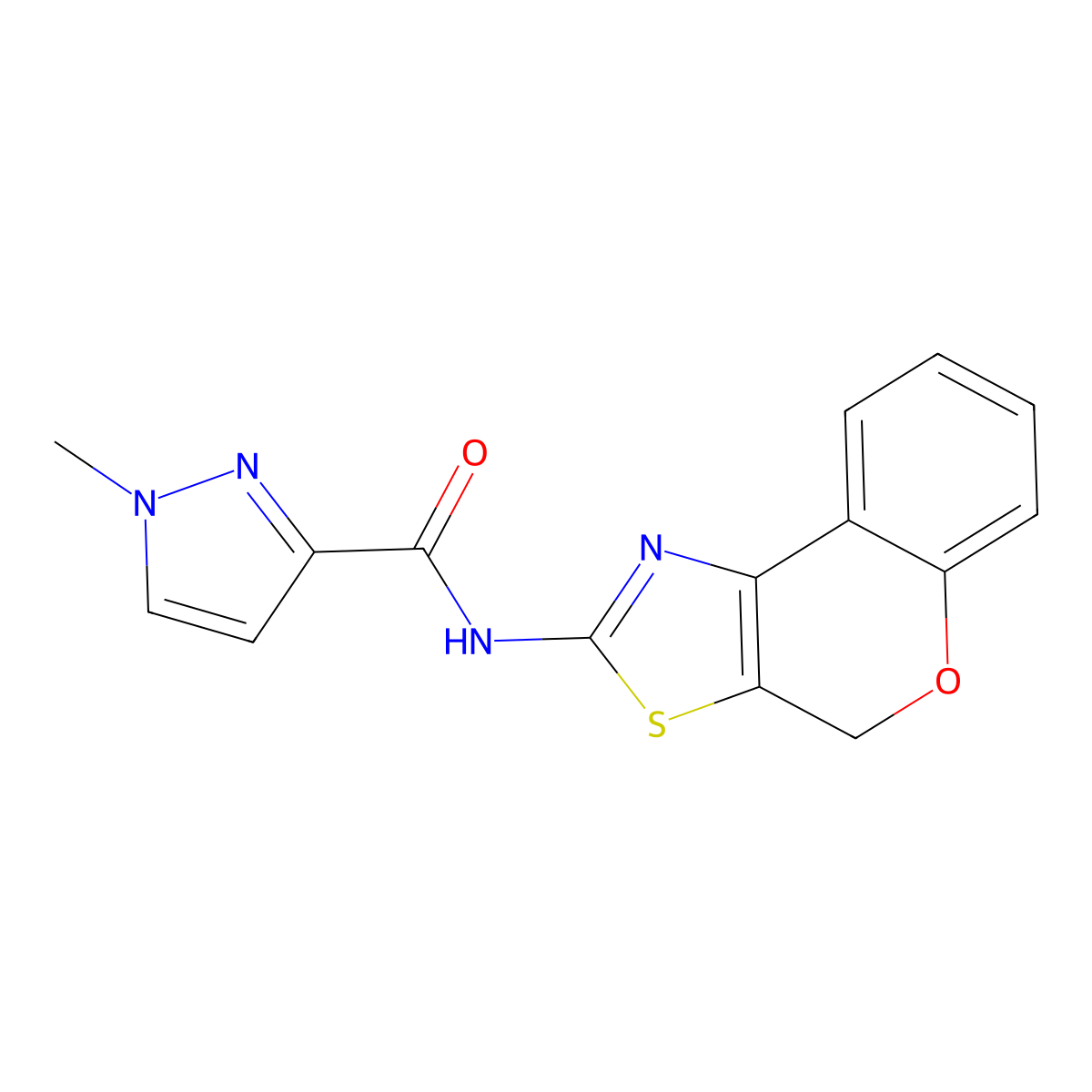 N-(4H-chromeno[4,3-d]thiazol-2-yl)-1-methyl-1H-pyrazole-3-carboxamide molecular structure, CAS 1185020-33-0