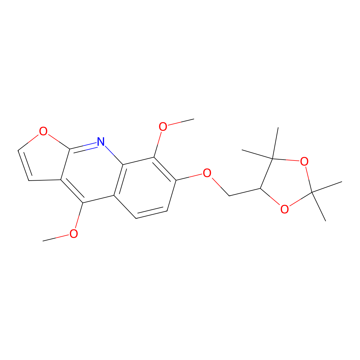 4,8-Dimethoxy-7-[(2,2,5,5-tetramethyl-1,3-dioxolan-4-yl)methoxy]furo[2,3-b]quinoline molecular structure, CAS 1185021-16-2