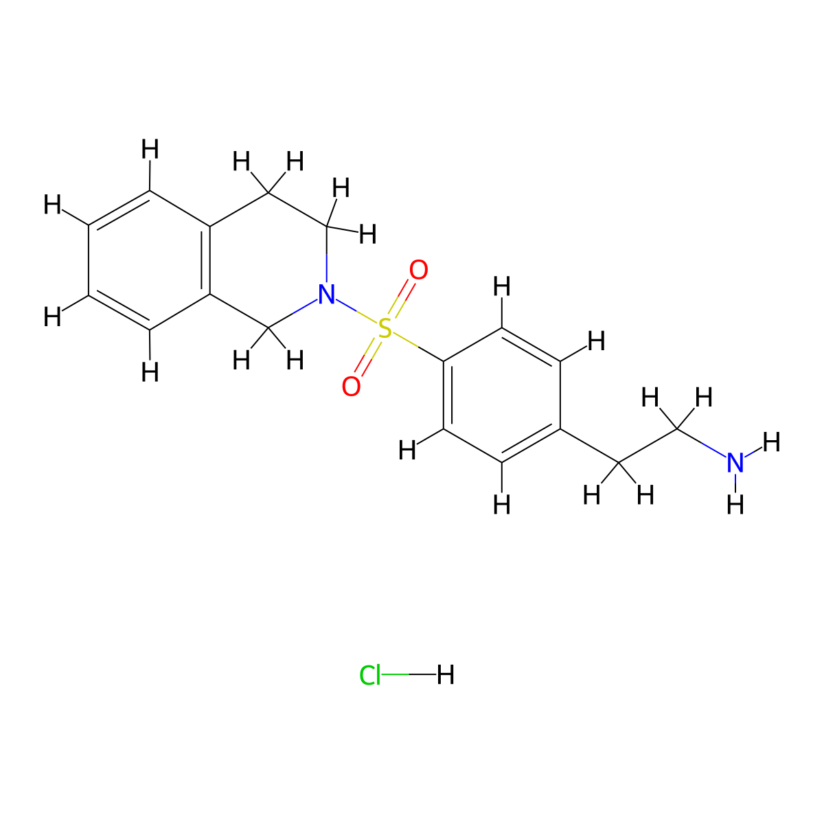 {2-[4-(3,4-dihydroisoquinolin-2(1H)-ylsulfonyl)phenyl]ethyl}amine hydrochloride molecular structure, CAS 1185022-38-1