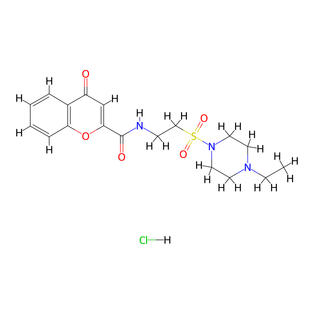 N-(2-((4-ethylpiperazin-1-yl)sulfonyl)ethyl)-4-oxo-4H-chromene-2-carboxamide hydrochloride molecular structure, CAS 1185022-42-7