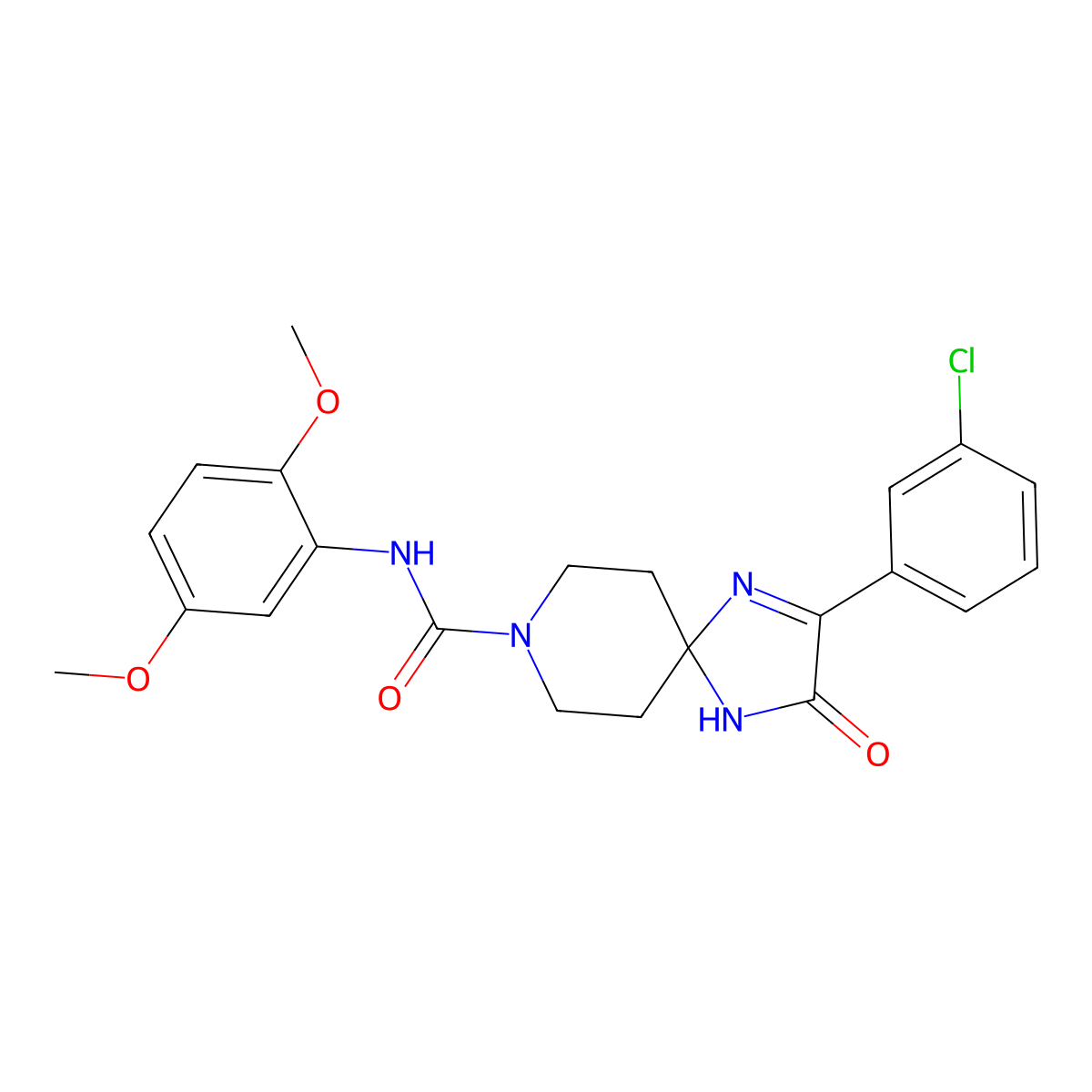 2-(3-chlorophenyl)-N-(2,5-dimethoxyphenyl)-3-oxo-1,4,8-triazaspiro[4.5]dec-1-ene-8-carboxamide molecular structure, CAS 1185022-52-9
