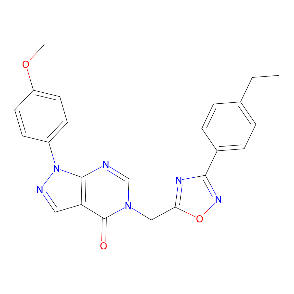 5-{[3-(4-ethylphenyl)-1,2,4-oxadiazol-5-yl]methyl}-1-(4-methoxyphenyl)-1H,4H,5H-pyrazolo[3,4-d]pyrimidin-4-one molecular structure, CAS 1185023-12-4