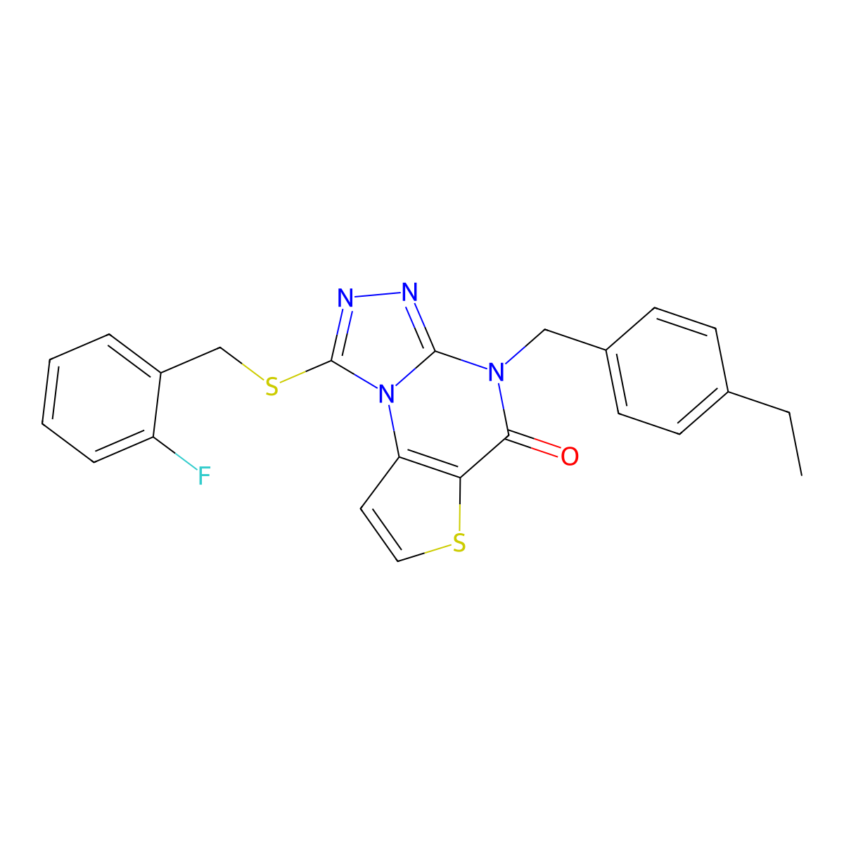 4-(4-ethylbenzyl)-1-((2-fluorobenzyl)thio)thieno[2,3-e][1,2,4]triazolo[4,3-a]pyrimidin-5(4H)-one molecular structure, CAS 1185023-41-9