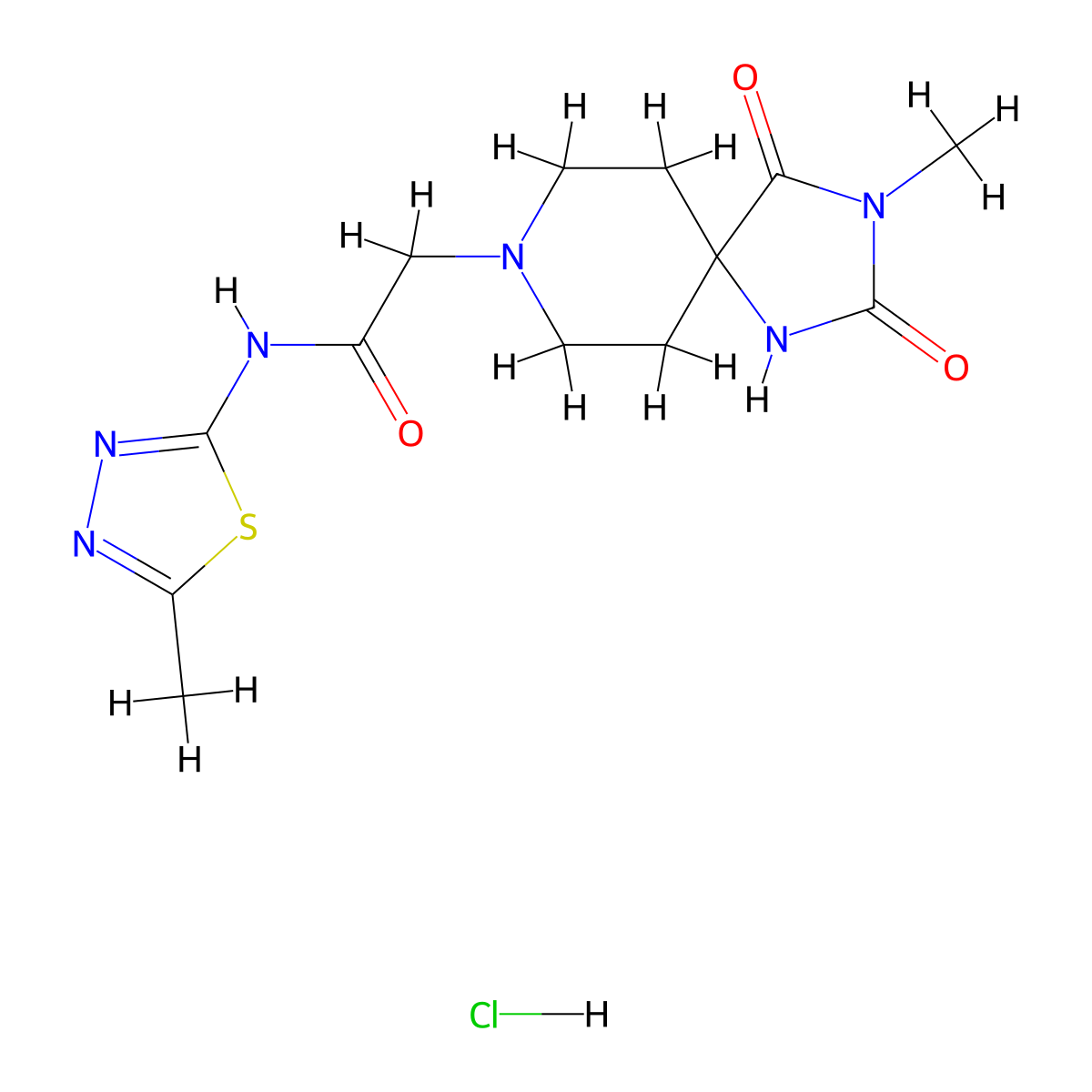 N-(5-Methyl-1,3,4-thiadiazol-2-YL)-2-{3-methyl-2,4-dioxo-1,3,8-triazaspiro[4.5]decan-8-YL}acetamide hydrochloride molecular structure, CAS 1185024-09-2