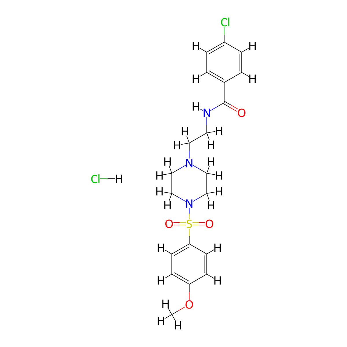4-chloro-N-(2-(4-((4-methoxyphenyl)sulfonyl)piperazin-1-yl)ethyl)benzamide hydrochloride molecular structure, CAS 1185024-55-8