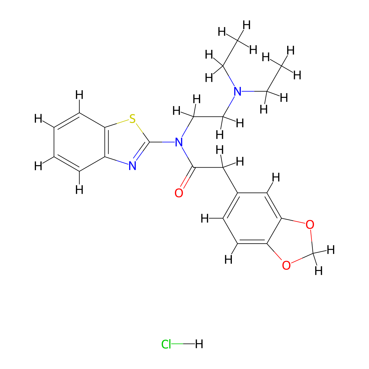 2-(benzo[d][1,3]dioxol-5-yl)-N-(benzo[d]thiazol-2-yl)-N-(2-(diethylamino)ethyl)acetamide hydrochloride molecular structure, CAS 1185025-48-2
