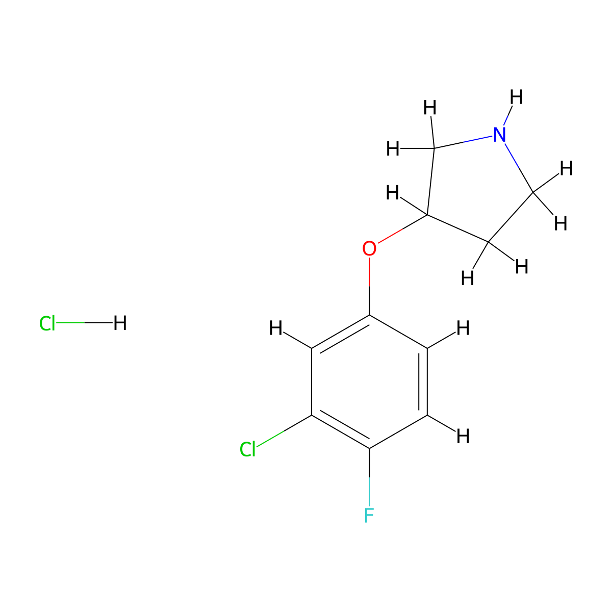 3-(3-Chloro-4-fluorophenoxy)pyrrolidine hydrochloride molecular structure, CAS 1185025-66-4