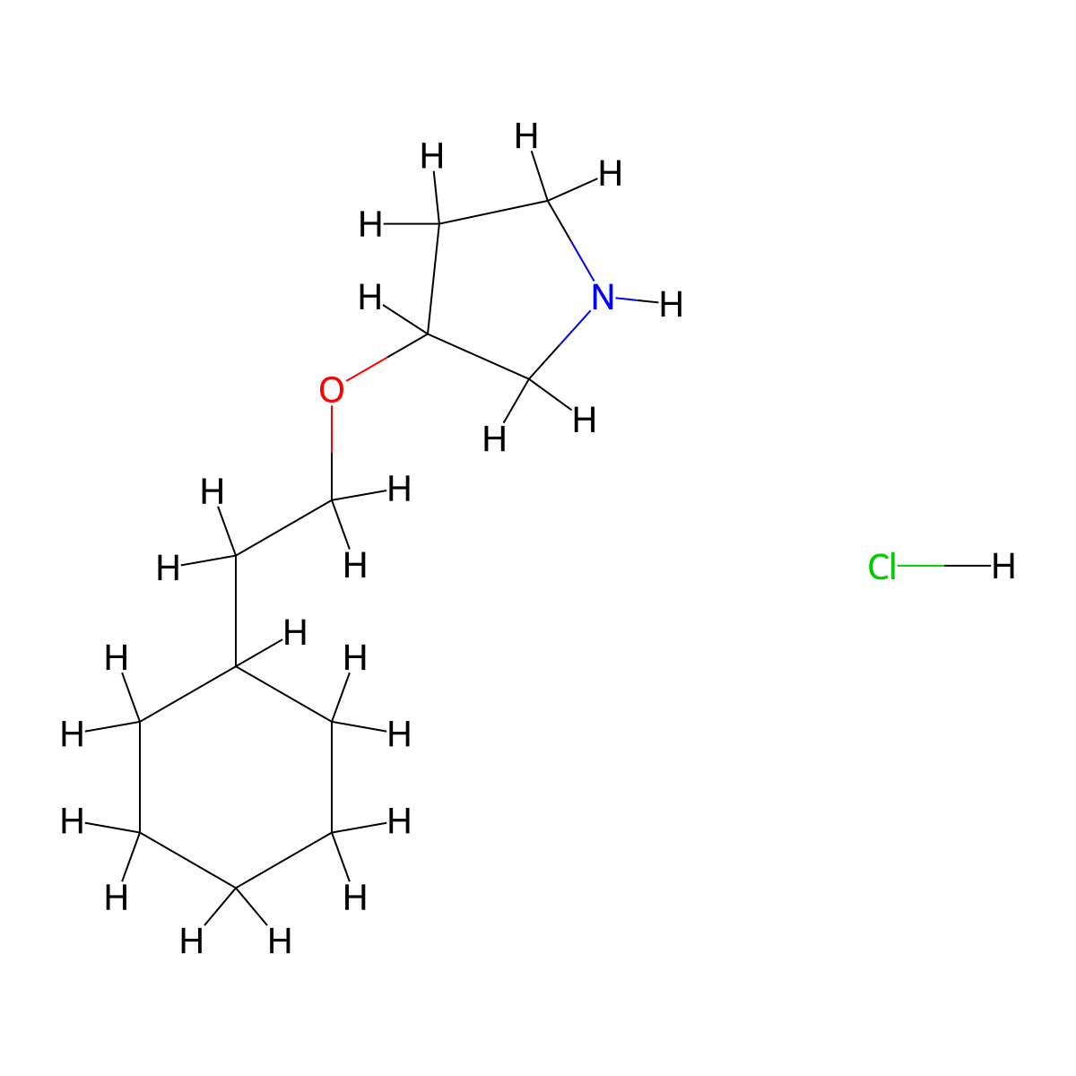 3-(2-Cyclohexylethoxy)pyrrolidine hydrochloride molecular structure, CAS 1185025-76-6